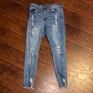VIP Distressed Light Blue Skinny Jeans